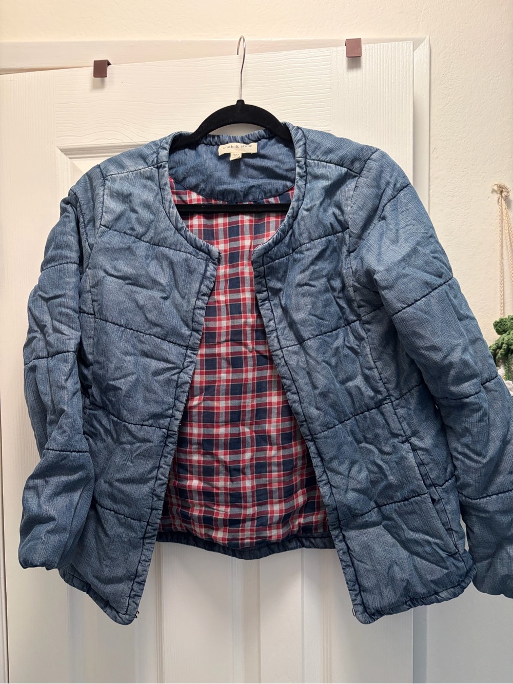 cloth & stone Quilted Puffer Jacket in Denim Blue